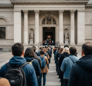 why some museums are free - waiting in line